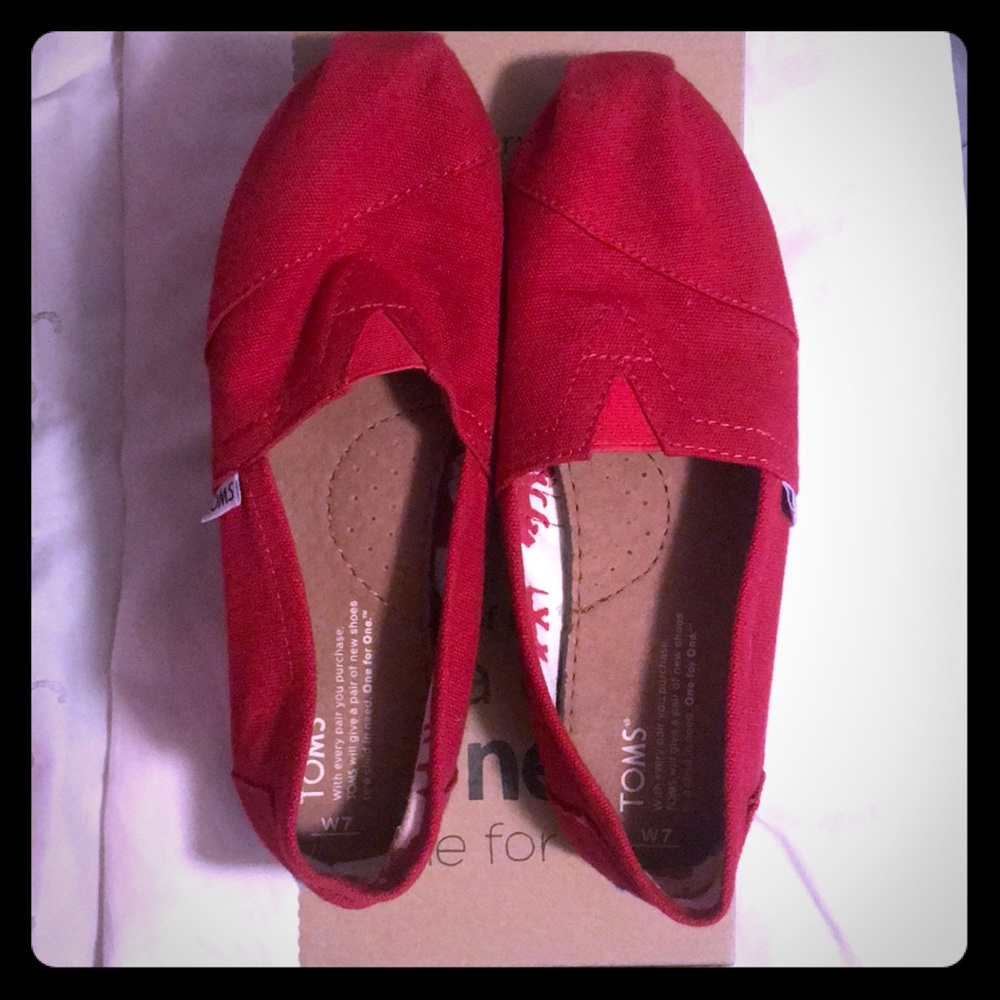 Red Canvas Toms...Worn Once Or Twice - image 1